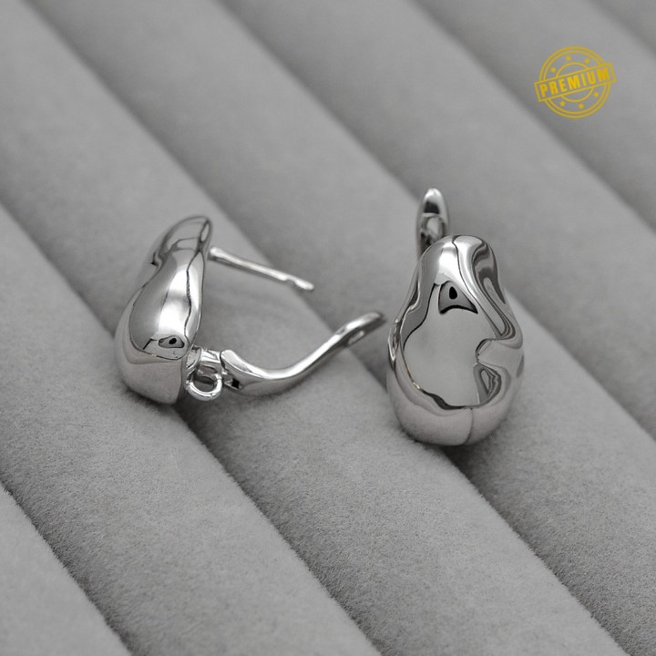 Brass Lever Back Earrings with open loop, platinum plated
