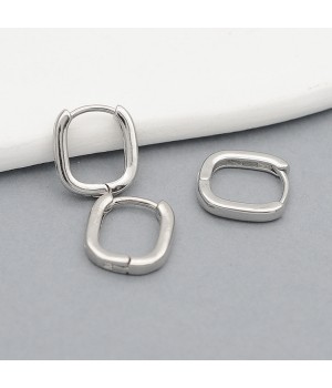 Серьги Конго прямоугольные 12.5мм, родиевое покрытие