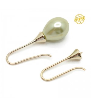 Brass Hook earrings 25mm, 18K gold plated