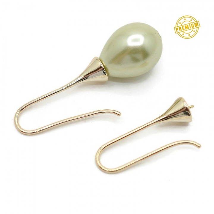 Brass Hook earrings 25mm, 18K gold plated