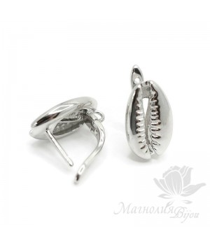 Earrings Kauri shell, platinum color