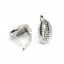 Kauri Shell Lever Back Earrings with open loop, platinum plated