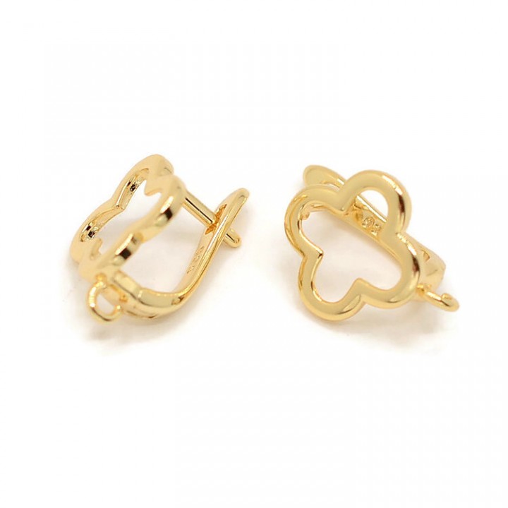 Earrings Clover, 18 carat gold plated