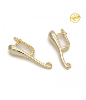 Brass Lever Back Earrings with open loop, 18K gold plated