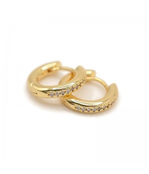 CZ Brass Hoop earrings, 18K gold plated
