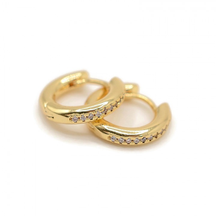 CZ Brass Hoop earrings, 18K gold plated