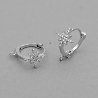 Star CZ Brass Lever Back Earrings with open loop, platinum plated