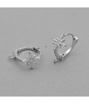 Pendientes de latón con circonitas, baño de platino