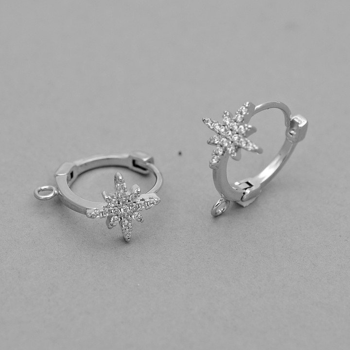 Pendientes de latón con circonitas, baño de platino