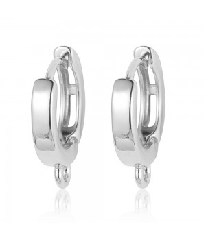 Brass Hoop Earrings 13mm with open loop, platinum plated