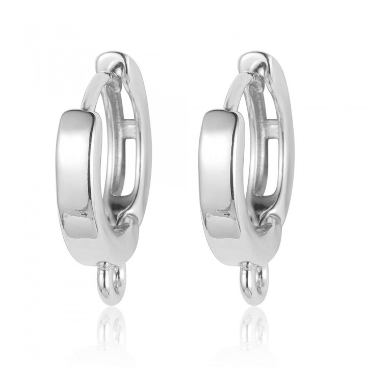 Brass Hoop Earrings 13mm with open loop, platinum plated