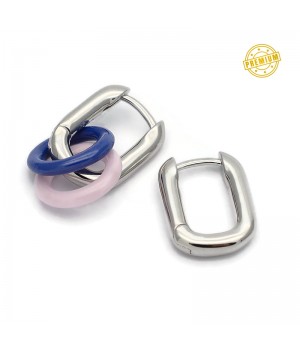 Aretes ovalados 16:3mm, baño de rodio