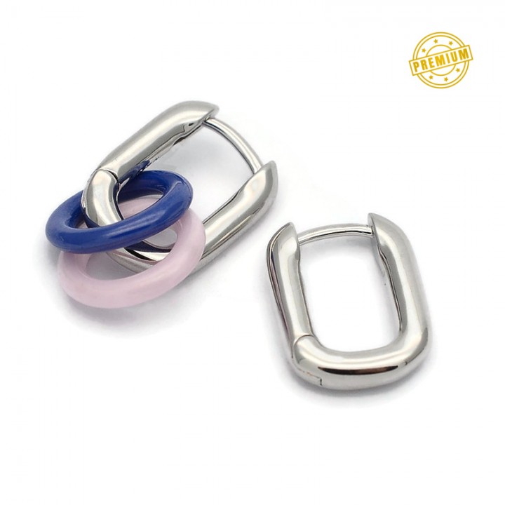 Oval Hoop earrings 16:3mm, platinum plated