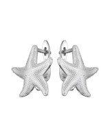 Starfish Lever Back Earrings with open loop, platinum plated