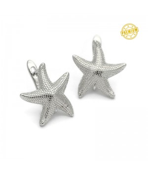 Pendientes Estrella de mar, baño de rodio