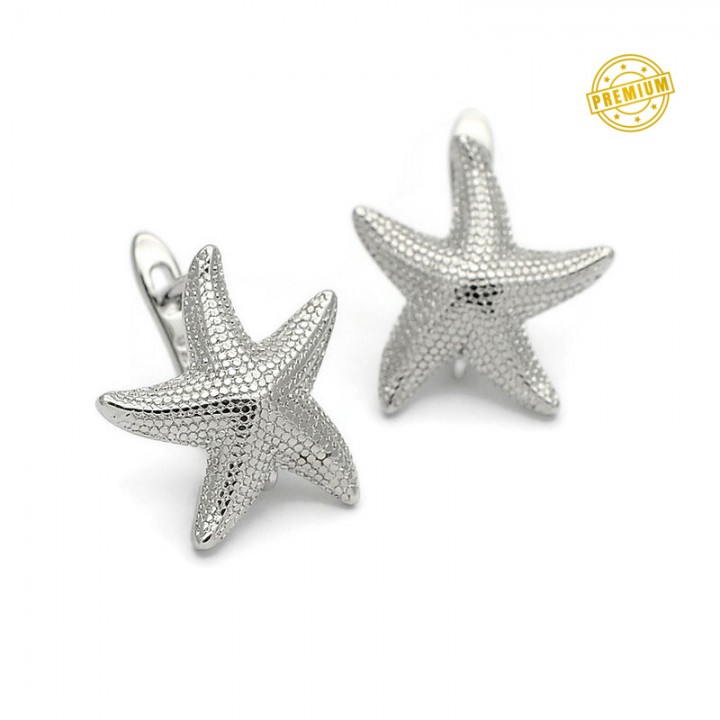 Pendientes Estrella de mar, baño de rodio