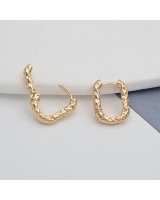 Серьги Конго прямоугольные Пузырьки 16:12мм мятый металл, позолота 18К