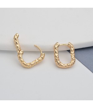 18K Gold Plated Brass Hoop earrings 16:12mm, 1 pair