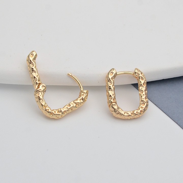 18K Gold Plated Brass Hoop earrings 16:12mm, 1 pair