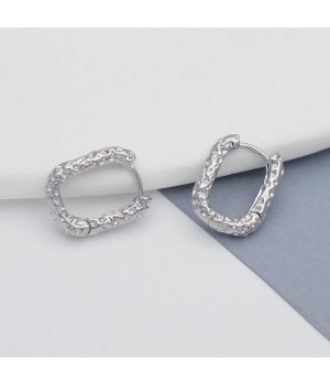 Platinum Plated Brass Hoop earrings 16:12mm, 1 pair