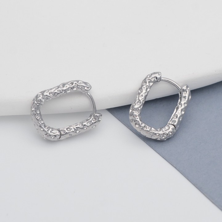 Platinum Plated Brass Hoop earrings 16:12mm, 1 pair