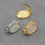 Brass Leverback Earrings with Natural White Shell and open loop, 18K gold plated