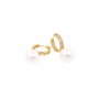 Brass Micro Pave CZ Hoop Earring for Half Drilled Beads, 18K gold plated