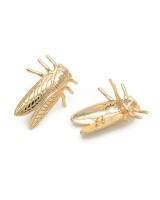 Brass Stud Earrings with Loop Cicada 23mm, 18K gold plated