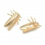 Brass Stud Earrings with Loop Cicada 23mm, 18K gold plated