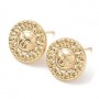 Brass Stud Earrings with open Loop Sun 14mm, 18K gold plated