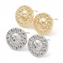 Brass Stud Earrings with open Loop Sun 14mm, 18K gold plated