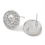 Brass Stud Earrings with open Loop Sun 14mm, platinum plated