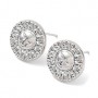 Brass Stud Earrings with open Loop Sun 14mm, platinum plated