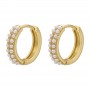 Hoop earrings 15mm with acrylic pearls, 18K gold plated