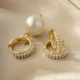 Hoop earrings 15mm with acrylic pearls, 18K gold plated