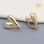 Brass Lever Back Earrings Heart with open loop, 18K gold plated