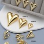Brass Lever Back Earrings Heart with open loop, 18K gold plated