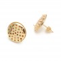 14K Gold Plated Brass Stud Flat Round Sieve Earring Settings 16mm, 1 pair