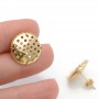14K Gold Plated Brass Stud Flat Round Sieve Earring Settings 16mm, 1 pair