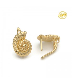 Ammonite Shell Brass Lever Back Earrings with open loop, 18K gold plated