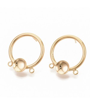 Brass Stud Earring with Loops, 18K gold plated
