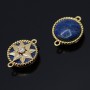 Gemstone links/connectors with Lapis lazuli and cubic zirconia, 18K