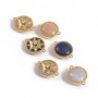 Gemstone links/connectors with Sapphirine and cubic zirconia, 18K gold plated brass