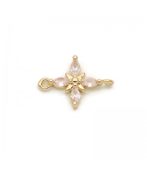 Brass micro pave Small Star link, 18K gold plated