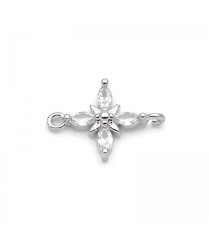 Brass micro pave Small Star link, platinum plated