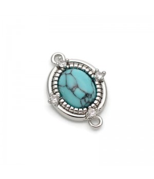 15x21mm Platinum Plated Brass Gemstone links/connectors with Turquoise(imitation), 1 piece