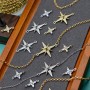 Brass micro pave Small Star link, platinum plated