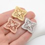 Filigree Flower Brass Micro Pave Cubic Zirconia Links 30mm, rose gold plated