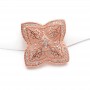 Filigree Flower Brass Micro Pave Cubic Zirconia Links 30mm, rose gold plated