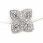 Filigree Flower Brass Micro Pave Cubic Zirconia Links 30mm, platinum plated